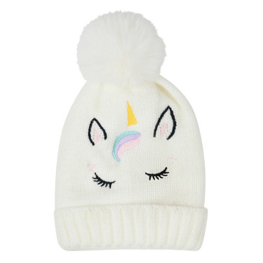 Kinder bestickte Dublin-Einhorn-Ohrenhaube Weiß Weiß
