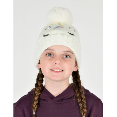 Kinder bestickte Dublin-Einhorn-Ohrenhaube Weiß Weiß Kinder bestickte Dublin-Einhorn-Ohrenhaube Weiß Weiß