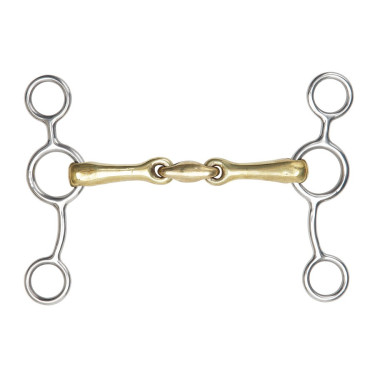 Reitgebiss Shires doppelt gebrochen Messing – Kontrolle