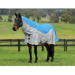 Weatherbeeta ComFiTec Dual Shield wasserdichte Fliegen­decke mit abnehmbarem Halsteil Blau / Grau