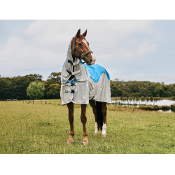 Weatherbeeta ComFiTec Dual Shield wasserdichte Fliegendecke mit abnehmbarem Halsteil Blau / Grau Weatherbeeta ComFiTec Dual Shield wasserdichte Fliegendecke mit abnehmbarem Halsteil Blau / Grau