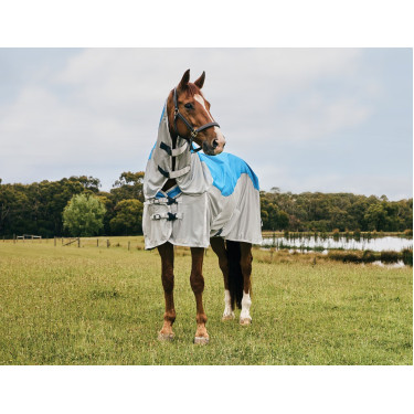 Weatherbeeta ComFiTec Dual Shield wasserdichte Fliegendecke mit abnehmbarem Halsteil Blau / Grau Weatherbeeta ComFiTec Dual Shield wasserdichte Fliegendecke mit abnehmbarem Halsteil Blau / Grau