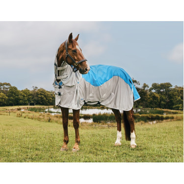 Weatherbeeta ComFiTec Dual Shield wasserdichte Fliegendecke mit abnehmbarem Halsteil Blau / Grau Weatherbeeta ComFiTec Dual Shield wasserdichte Fliegendecke mit abnehmbarem Halsteil Blau / Grau