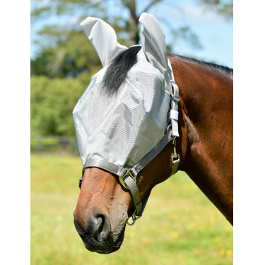 Weatherbeeta ComFiTec Hexi Shield Dual Fliegenmaske mit Halfter Silber Weatherbeeta ComFiTec Hexi Shield Dual Fliegenmaske mit Halfter Silber