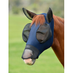 Weatherbeeta ComFiTec Luxe Bug Eye Saver Fliegenschutzmaske mit Ohren- und Nasenschutz Marine / Schwarz Blau