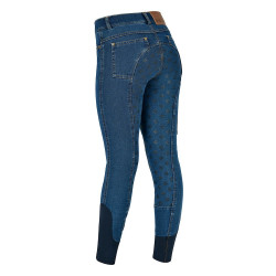 Kinderreithose Dublin Shona Denim Vollbesatz Hellblauer Denim Marineblau