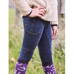 Kinderreithose Dublin Shona Denim Vollbesatz Hellblauer Denim Marineblau