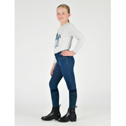 Kinderreithose Dublin Shona Denim Vollbesatz Hellblauer Denim Marineblau