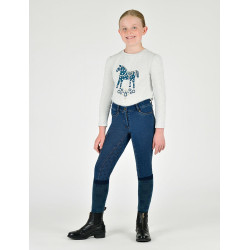 Kinderreithose Dublin Shona Denim Vollbesatz Hellblauer Denim Marineblau
