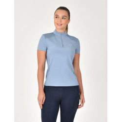 Kurzarm-Poloshirt Dublin, atmungsaktiv, 1/4-Reißverschluss, Damen Blauer Nebel
