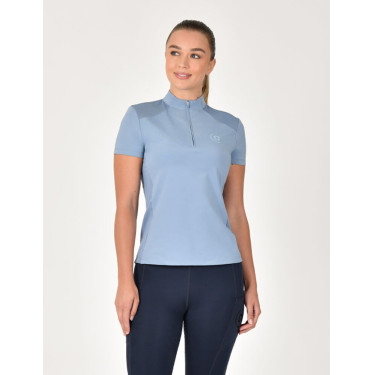 Kurzarm-Poloshirt Dublin, atmungsaktiv, 1/4-Reißverschluss, Damen Blauer Nebel Kurzarm-Poloshirt Dublin, atmungsaktiv, 1/4-Reißverschluss, Damen Blauer Nebel