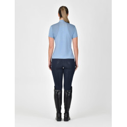 Kurzarm-Poloshirt Dublin, atmungsaktiv, 1/4-Reißverschluss, Damen Blauer Nebel