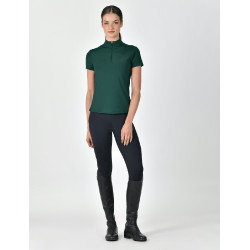 Kurzarm-Poloshirt Dublin, atmungsaktiv, 1/4-Reißverschluss, Damen Dunkles Smaragdgrün