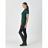 Kurzarm-Poloshirt Dublin, atmungsaktiv, 1/4-Reißverschluss, Damen Dunkles Smaragdgrün