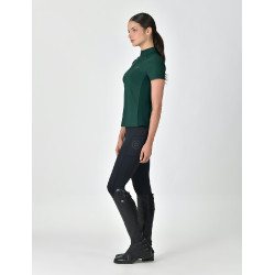 Kurzarm-Poloshirt Dublin, atmungsaktiv, 1/4-Reißverschluss, Damen Dunkles Smaragdgrün