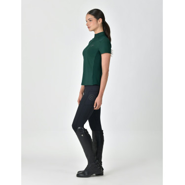 Kurzarm-Poloshirt Dublin, atmungsaktiv, 1/4-Reißverschluss, Damen Dunkles Smaragdgrün