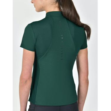 Kurzarm-Poloshirt Dublin, atmungsaktiv, 1/4-Reißverschluss, Damen Dunkles Smaragdgrün