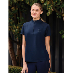 Kurzarm-Poloshirt Dublin, atmungsaktiv, 1/4-Reißverschluss, Damen Marine Marineblau