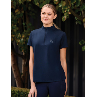 Kurzarm-Poloshirt Dublin, atmungsaktiv, 1/4-Reißverschluss, Damen Marine Marineblau