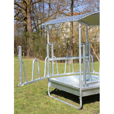 Quadratische Raufe mit Dach Hobby Kerbl verzinkt 1,5 x 1,5 m 8 Pferde Quadratische Raufe mit Dach Hobby Kerbl verzinkt 1,5 x 1,5 m 8 Pferde