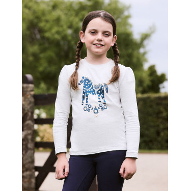 Kinder-Langarmshirt mit Puffärmeln Dublin Poppy Weiß marmoriert / Nordpony Kinder-Langarmshirt mit Puffärmeln Dublin Poppy Weiß marmoriert / Nordpony