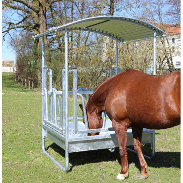 Quadratische Raufe mit Dach Hobby Kerbl verzinkt 1,5 x 1,5 m 8 Pferde Quadratische Raufe mit Dach Hobby Kerbl verzinkt 1,5 x 1,5 m 8 Pferde
