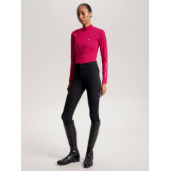 Damen-Langarm-Baselayer mit Kragen Tommy Hilfiger Equestrian Kirsche