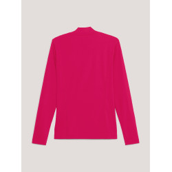 Damen-Langarm-Baselayer mit Kragen Tommy Hilfiger Equestrian Kirsche