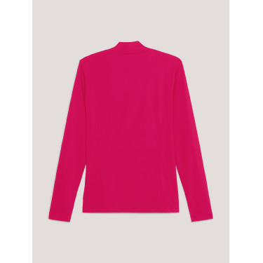 Damen-Langarm-Baselayer mit Kragen Tommy Hilfiger Equestrian Kirsche