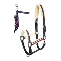 Tommy Hilfiger Equestrian Yale Halfter und Führstrick mit Fell Wüstenhimmel Blau