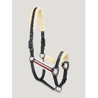 Tommy Hilfiger Equestrian Yale Halfter und Führstrick mit Fell Wüstenhimmel Blau Tommy Hilfiger Equestrian Yale Halfter und Führstrick mit Fell Wüstenhimmel Blau
