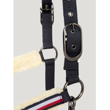 Tommy Hilfiger Equestrian Yale Halfter und Führstrick mit Fell Wüstenhimmel Blau Tommy Hilfiger Equestrian Yale Halfter und Führstrick mit Fell Wüstenhimmel Blau