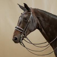 Trense Working von Dy'on Nasenriemen Large Vernie Weißes Futter Braun