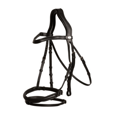 Dy’on Trense mit kombinierter Sperrriemen-Nasenriemen aus weichem Leder Schwarz