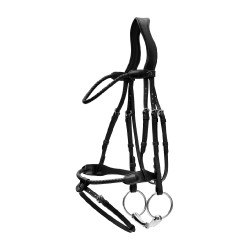 Geflochtener Dy’on-Zaum mit rund genähter kombiniertem Nasenriemen Schwarz