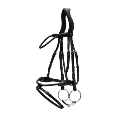 Geflochtener Dy’on-Zaum mit rund genähter kombiniertem Nasenriemen Schwarz