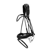 Zaum mit breitem Sperrriemen aus weichem Leder Dy'on Schwarz Zaum mit breitem Sperrriemen aus weichem Leder Dy'on Schwarz