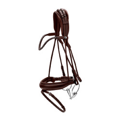 Zaum mit breitem Sperrriemen aus weichem Leder Dy'on Braun