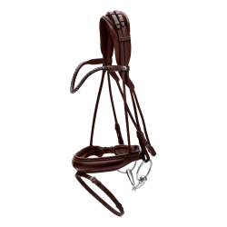 Zaum mit breitem Sperrriemen aus weichem Leder Dy'on Braun