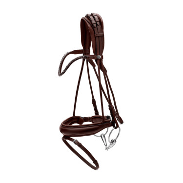 Zaum mit breitem Sperrriemen aus weichem Leder Dy'on Braun