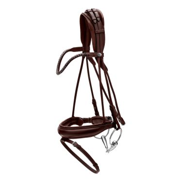 Zaum mit breitem Sperrriemen aus weichem Leder Dy'on Braun