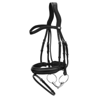 Dy'on Zaum mit mittlerer Nasenriemen aus weichem Leder Schwarz Dy'on Zaum mit mittlerer Nasenriemen aus weichem Leder Schwarz