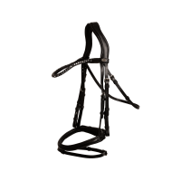 Trense mit kombiniertem mittlerem Reithalfter aus weichem Leder Dy’on Schwarz