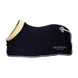 Equestrian Stockholm Fleece-Decke mit Kunstfell Marine Marineblau
