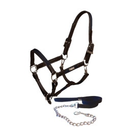 Lederhalfter und -führstrick Equestrian Stockholm Kette Marine Marineblau