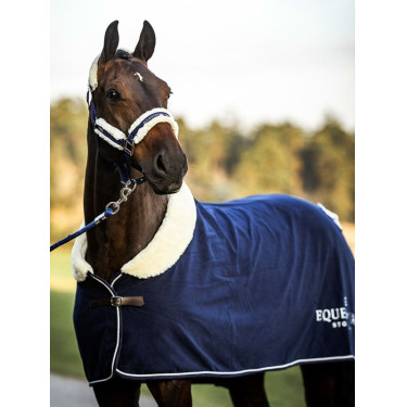 Halfter und Führstrick Equestrian Stockholm mit Fell Marine Marineblau