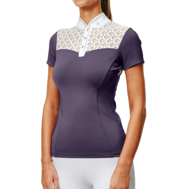 Turnier-Poloshirt Equestrian Stockholm Crystal Champion Damen Dunkles Violett Turnier-Poloshirt Equestrian Stockholm Crystal Champion Damen Dunkles Violett
