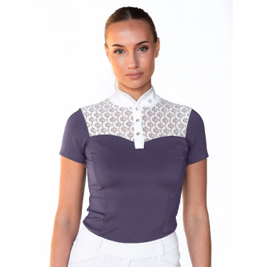 Turnier-Poloshirt Equestrian Stockholm Crystal Champion Damen Dunkles Violett Turnier-Poloshirt Equestrian Stockholm Crystal Champion Damen Dunkles Violett