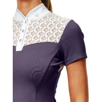 Turnier-Poloshirt Equestrian Stockholm Crystal Champion Damen Dunkles Violett Turnier-Poloshirt Equestrian Stockholm Crystal Champion Damen Dunkles Violett