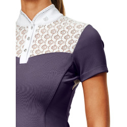Turnier-Poloshirt Equestrian Stockholm Crystal Champion Damen Dunkles Violett Turnier-Poloshirt Equestrian Stockholm Crystal Champion Damen Dunkles Violett